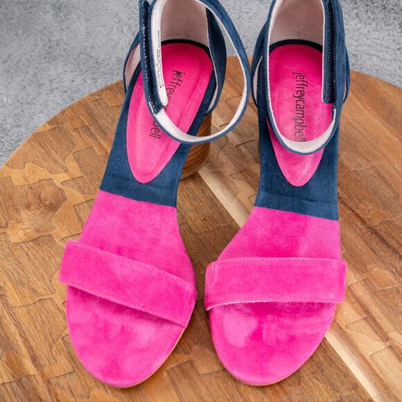 Jeffrey Campbell Purdy Pink Blue Suede Strap Heel Pump Ladies Size 7 - Picture 5 of 7